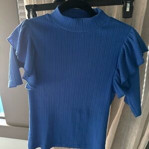Dolan Royal Blue Ruffle Sleeve Blouse